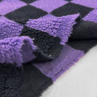 Kabát anyag TEDDY JACQUARD Checks purple