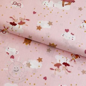 Pamutvászon Sweet ballerina animals powder ORGANIC