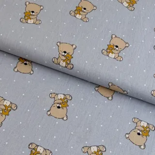 Pamutvászon Sweet bear light grey ORGANIC