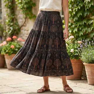 Viszkóz RAYON POPLIN Dark barrock design A