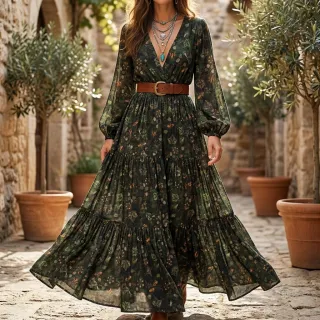 Viszkóz RAYON POPLIN Dark barrock design B