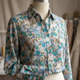 Viszkóz RAYON POPLIN Simplistic flowers design C