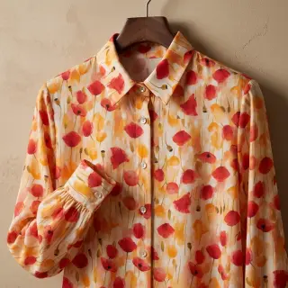 Viszkóz RAYON POPLIN Poppys design C