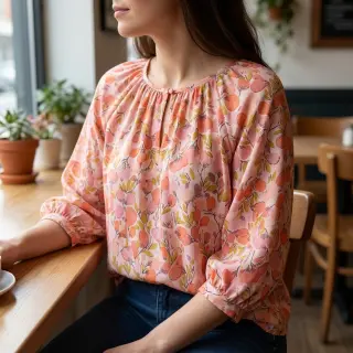 Viszkóz RAYON POPLIN Simplistic flowers design A