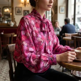 Viszkóz RAYON POPLIN Flower sea design A
