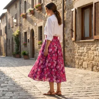 Viszkóz RAYON POPLIN Flower sea design A