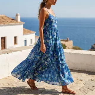 Viszkóz RAYON POPLIN Flower sea design B