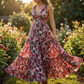 Viszkóz RAYON POPLIN Floral design C