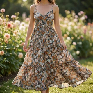 Viszkóz RAYON POPLIN Floral design E