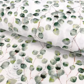 Dupla géz/muszlin Little eucalyptus flowers digital print ORGANIC
