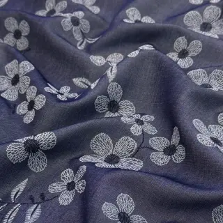 Pamutvászon JEANS Chambre LUXURY JACQUARD Flowers dark blue