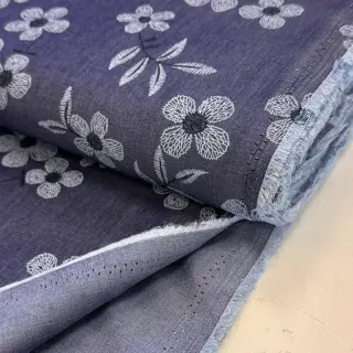 Pamutvászon JEANS Chambre LUXURY JACQUARD Flowers dark blue