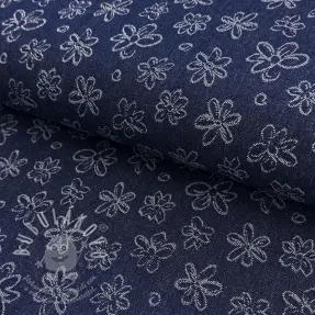JEANS DENIM JACQUARD Flower dark blue