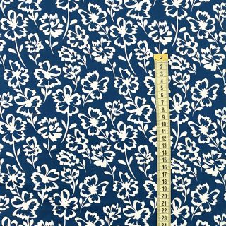 Szabadidő anyag fésült SOFT Imprint flowers petrol