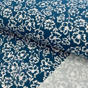 Szabadidő anyag fésült SOFT Imprint flowers petrol