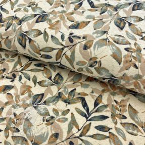 Jersey lenvászonnal Leaves old green ochre digital print