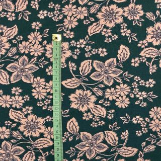 Szabadidő anyag fésült SOFT Flowers emerald