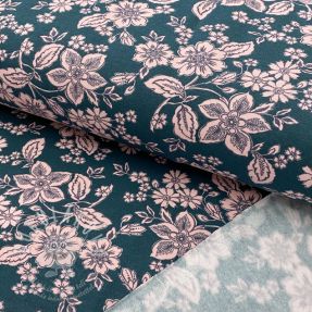 Szabadidő anyag fésült SOFT Flowers emerald