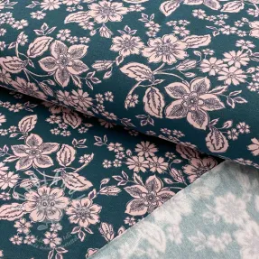 Szabadidő anyag fésült SOFT Flowers emerald