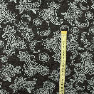 Szabadidő anyag fésült Paisley anthracite melange
