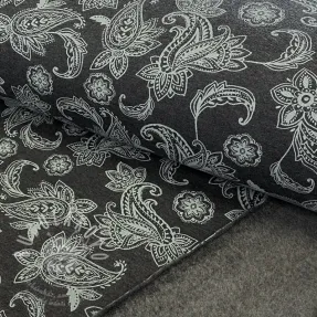 Szabadidő anyag fésült Paisley anthracite melange