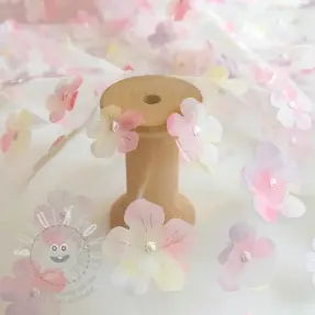Tüll TÜTÜ RETRO Flowers light pink