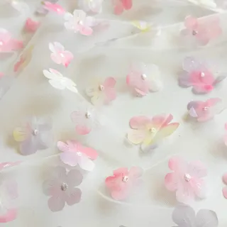 Tüll TÜTÜ RETRO Flowers light pink