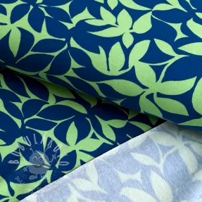 Szabadidő anyag fésült SOFT Leaves green navy
