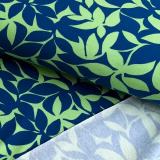 Szabadidő anyag fésült SOFT Leaves green navy