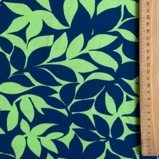 Szabadidő anyag fésült SOFT Leaves green navy
