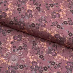 Viszkóz ROSELLA STRETCH Tossed flowers rosewood digital print