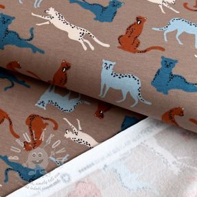 Szabadidő anyag fésült SOFT Leopard taupe ORGANIC