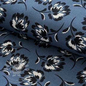 Viszkóz ROSELLA STRETCH Flowers blue
