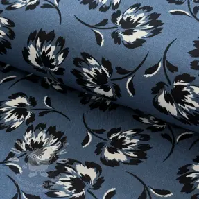 Viszkóz ROSELLA STRETCH Flowers blue