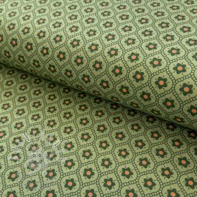 Pamutvászon Flowers moss green
