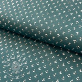 Pamutvászon Petit anchors petrol