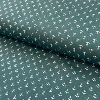 Pamutvászon Petit anchors petrol