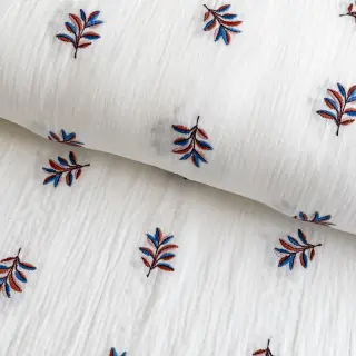 Dupla géz/muszlin EMBROIDERY Leaves white