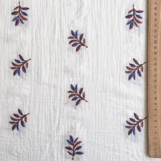 Dupla géz/muszlin EMBROIDERY Leaves white