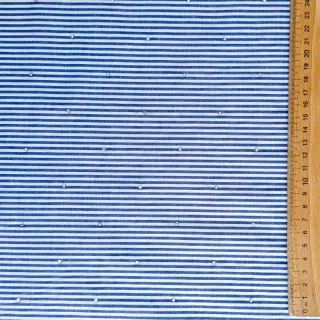 Pamutvászon YARN DYED Stripes with studs blue