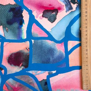 Pamutvászon SATIN Resonate blue digital print