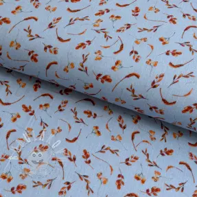 Dupla géz/muszlin Leaves field light blue