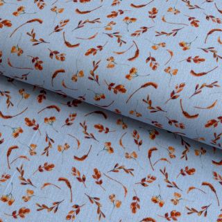 Dupla géz/muszlin Leaves field light blue
