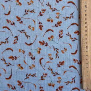 Dupla géz/muszlin Leaves field light blue