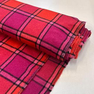 Kosztüm szövet BRUSHED Check cerise