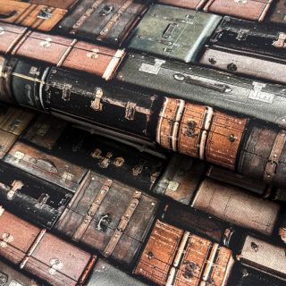 Dekorációs anyag Suitcases grey digital print