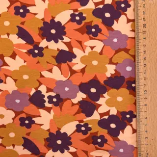 Szabadidő anyag fésült SOFT Flowers cognac