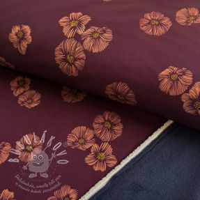 Softshell Flowers aubergine digital print