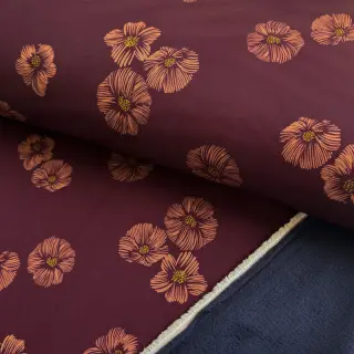 Softshell Flowers aubergine digital print
