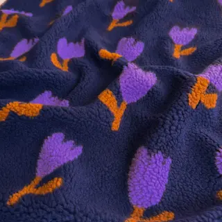 Kabát anyag TEDDY JACQUARD Tulips navy